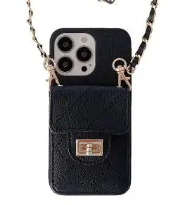 Plaid modello porta carte di credito portafoglio Cover telefono a tracolla cassa a catena diagonale per iPhone 15 14 13 12 11 pro plus