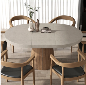 OEM ODM <strong>Adjustable</strong> Multifunctional Living Room Furniture Cafe Hotel Wood Extendable Oval Round Restaurant Dining <strong>Table</strong> Set - Product Image 2