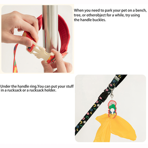 5 En 1 bandolera de dibujos animados mascota manos libres cinturón de plomo ligero Reversible poliéster nailon manos libres correa de perro personalizada - Product Image 4
