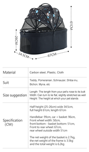 2023 thiết kế mới có thể gập lại sang trọng mới được thiết kế 4 bánh xe tay đẩy vật nuôi xe đẩy không đắt tiền lớn chó xe đẩy - Product Image 6