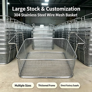 304 Stainless Steel <b>Mesh</b> <b>Basket</b>, Metal <b>Storage</b> <b>Mesh</b> <b>Basket</b>, Hole-free <b>Storage</b> <b>Basket</b>, Draining <b>Basket</b> - Product Image 5