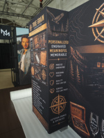 Stand d'exposition modulaire portable et extensible DETIAN, structure en aluminium, tissu tendu, vente en gros directe d'usine