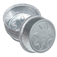 Plateau en aluminium profond de grande capacité de 8 pouces, résistant au four, de qualité alimentaire, 1450 ml, récipient alimentaire en PET, couvercle en papier, jetable, boulangerie, 205*66 mm
