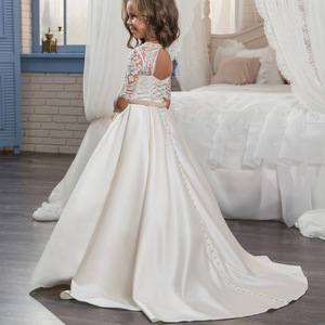 Commercio all'ingrosso 4-12 Anni Da Sera Lungo Dell'abito di Sfera di Pizzo Bianco Bambini <span class=keywords><strong>Damigella</strong></span> D'onore di Una Ragazza Comunione Dress Per La Cerimonia Nuziale - Product Image 2