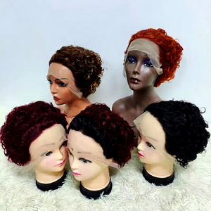 Letsfly Cheap $8 Brazilian Curly 13x1 Lace Frontal Human Hair <b>Wigs</b> Pixie Cut Short <b>Bob</b> <b>Wig</b> for Women - Product Image 1
