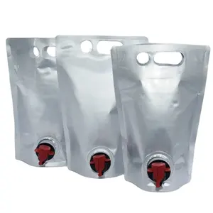 Aluminiumfolie 1l 2l 3l 5l Olijfolie Koffie Wijn Drank Stand Up Pouch Met Vitop Tap Bag In Box dispenser