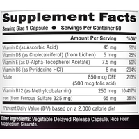 Complément alimentaire en capsules à libération lente de fer 7-en-1 végétalien 65 mg, marque privée OEM, pour l'énergie et la santé du sang, avec vitamines C, B12 et D3