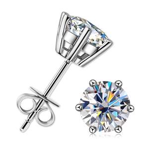 Moissanite oorringen met zes klauwen 1CT 2CT 3CT 925 sterling zilver moissanite oorringen - Product Image 2