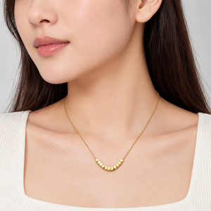 Collier Cube Géométrique en Acier Inoxydable Plaqué Or 18K sous Vide, Pendentif Modulaire Courbe en U, Bijou - Product Image 5