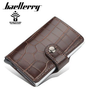 Baellerry Men's Crocodile Pattern Card Holder Pu Leather Anti <b>Rfid</b> Multi Slot Automatic Pop Up <b>Wallet</b> For Credit Cards - Product Image 1