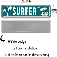 8 panneaux métalliques plats 2D imprimés sur le thème de la plage et du surf, décoration murale pour patio, piscine et plage