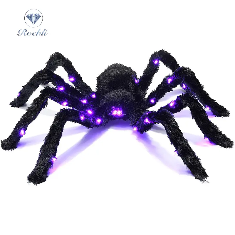 Nuevo Halloween Glow Spider Web Triángulo Web fan web Glow Spider eléctrico felpa araña gigante