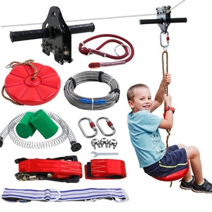 Kit de ligne pour enfants avec frein à ressort en acier inoxydable et chariot à siège avec poignée pour la cour - Product Image 1