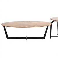 Table basse moderne en bois de manguier et métal, ensemble de 2 tables gigognes, écologique, légère, fabriquée à la main, montage facile, mobilier pour la maison