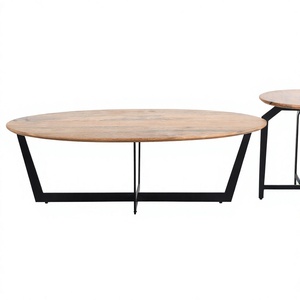 Mango Wood & Metal Modern <b>Nesting</b> <b>Table</b> Set of 2 Eco-Friendly Lightweight Handmade Coffee <b>Tables</b> for Living Room - Product Image 2