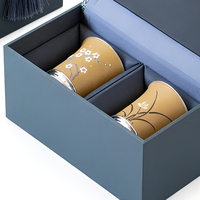Boîte cadeau de luxe personnalisée en tissu de soie glacée vintage pour tasses à thé et bijoux avec pompon