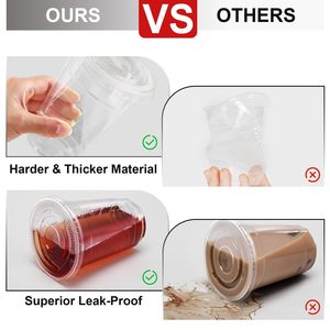 ขายส่ง ชามพลาสติก PET แบบใช้แล้วทิ้ง ขนาด 16 ออนซ์ พร้อมฝาและหลอด พิมพ์โลโก้ได้ ใส สำหรับงานปาร์ตี้ กาแฟ เครื่องดื่มเย็น สมูทตี้ น้ำแข็ง 90 มม. - Product Image 4