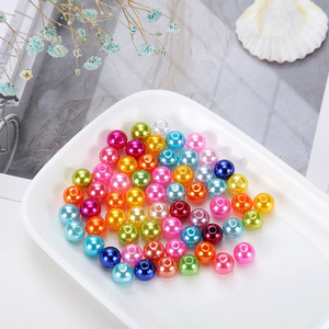 Perlas Redondas de Resina Plástica de Imitación de Perlas de Alto Brillo en Varios Colores para la Fabricación de Joyería y Accesorios DIY de 8mm - Product Image 1