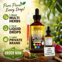 Compléments alimentaires à base de plantes pour femmes et hommes : Gouttes liquides multivitaminées GMP OEM à marque personnalisée avec Maca, Ashwagandha, Racine de Betterave et L-Arginine