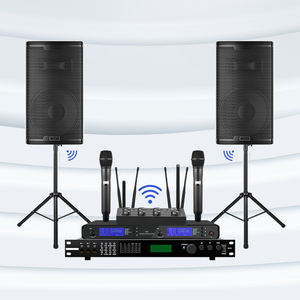مجموعة معدات صوتية لاسلكية احترافية تشمل مكبرات صوت داخلية معلقة على الحائط مقاس 8 و10 و12 بوصة للمؤتمرات والحانات مع مضخم صوت - Product Image 1