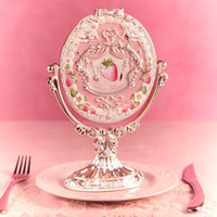 Flower Knows Premium Tendance Édition Limitée 9ème Anniversaire Miroir de Maquillage de Bureau Ovale Gaufré 3D et Brosse à Maquillage à Coussin d'Air