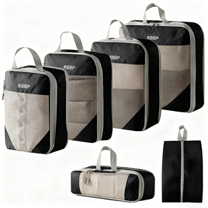 Компрессионные упаковочные кубы, набор из 4 штук, расширяемые органайзеры для багажа, дорожные сумки для чемодана, унисекс, модные, на молнии - Product Image 5