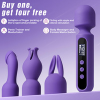 Zauberstab-Vibrator-Sets, Erotikspielzeug mit 3 Aufsätzen für Klitoris, G-Punkt, Eichel, Klitoris-Stimulator, Realistischer Dildo mit LCD-Display