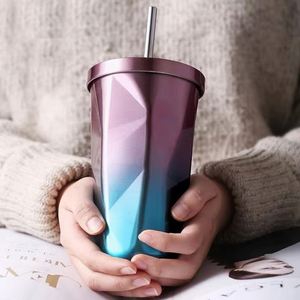 แก้วน้ำสแตนเลสแบบด้าน ขนาด 500 มล. พร้อมหลอดและฝาปิด จำหน่ายจำนวนมาก - Product Image 2