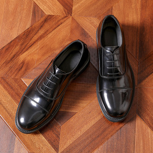 British-Style Business Men's Leather <b>Shoes</b> with Thick Soles Genuine Leather Oxford <b>Shoes</b>—Height-<b>Increasing</b> <b>Shoes</b> for Formal Wear - Product Image 3