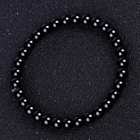 Vente en gros pierre naturelle de yoga de puissance de guérison 4/6/8/10/12/14/16mm bracelets en obsidienne noire perlée Feng Shui