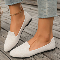 Mocassins plats de couleur unie pour femmes, chaussures décontractées souples à enfiler, chaussures de marche légères et confortables pour tous les jours