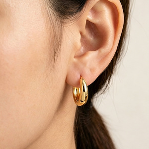 Pendientes de Aro de Aleación de Zinc Chapados en Oro, Forma Ovalada, Joyería para Fiestas, Pendientes de Moda para Mujer EKA-121 EKA-122 EKA-123 - Product Image 4