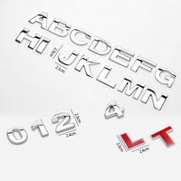Autocollant 3D DIY en métal chromé noir pour emblème de voiture, lettres et chiffres anglais, logo de cylindrée pour coffre