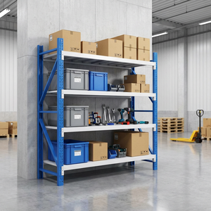 4-<b>Shelf</b> Double Layer Stacking Racks <b>Shelves</b> Metal Supermarket Storage Cabinet Organizer Durable Adjustable Pre-Assembled - Product Image 1