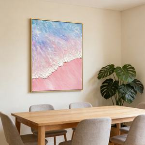 Peinture abstraite texturée rose et bleue originale en gros, œuvre d'art décorative pour la maison, toile décorative, arts décoratifs, décoration murale commerciale - Product Image 2