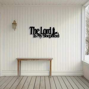 Decoración Metálica <span class=keywords><strong>Cristiana</strong></span> para Pared: El Señor es mi Pastor, Arte Religioso con Versículos Bíblicos, Letrero Negro con Frases Bíblicas - Product Image 5