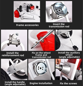 Débroussailleuse à essence industrielle sans fil 52cc 2 temps avec roues - Product Image 3