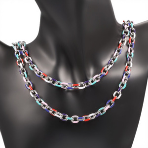 Acero inoxidable plata <span class=keywords><strong>esmalte</strong></span> gotas hombres mujeres cadena de eslabones cubanos joyería para collar pulsera fabricación de joyas - Product Image 3