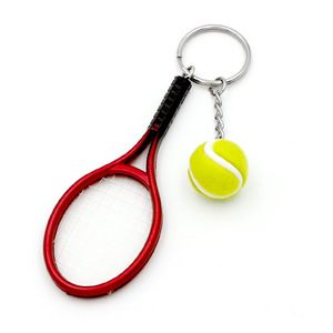 Simulated Tennis Keychain Pendant Sports Tennis Key Ring Gift <b>Mini</b> Tennis Racket Hanging Ornament - Product Image 5