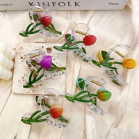 Penjepit Rambut Plastik Bentuk Bunga Tulip Buah-buahan, Model Silang, Manis, Model Hiu, Untuk Gaya Half-up, Aksesoris Rambut Wanita untuk Penggunaan Sehari-hari, Promo Hot Sale