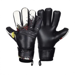 Gants de gardien de but en latex noir et blanc, design personnalisé, avec latex allemand de 4 mm, coupe négative et impression sérigraphique - Product Image 1
