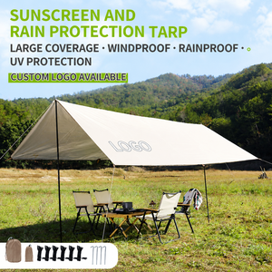 Bâche Oxford rhombique <span class=keywords><strong>ultra</strong></span>-légère enduite d'argent, épaissie, coupe-vent, imperméable et anti-UV pour abri de camping extérieur - Product Image 2