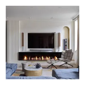 Cheminées brûlantes Insert Bio Ethanol Intérieur Intelligent Real Fire 1800mm Noir Écologique Moderne Appartement Linéaire 5 Ans