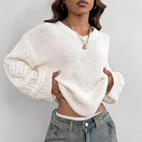 Pulls d'automne pour femmes de haute qualité, à épaules tombantes, en tricot torsadé, à manches longues, col rond, décontractés, épais, surdimensionnés