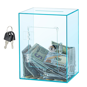 Tirelire réutilisable en acrylique avec serrure, boîte transparente pour pièces de monnaie, tirelire claire avec clé, boîte de collection pour <span class=keywords><strong>comptoir</strong></span> de vente au détail - Product Image 4