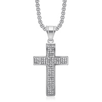 Collier pendentif pour homme en or et argent 18 carats avec chaîne à maillons en acier inoxydable plaqué or