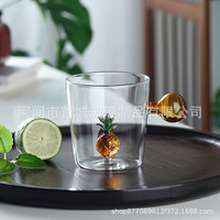 Vente en gros de gobelets à boire en verre transparent à poignée animale mignonne, à paroi simple, avec poignée colorée, cadeau créatif, vaisselle pour la maison
