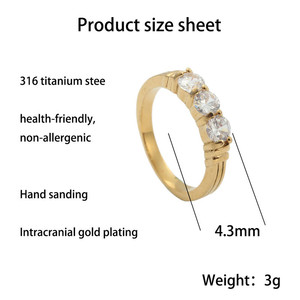 Gold Wedding <b>Ring</b> With Round Brilliant Cut Stones Women's Fashion Jewelry Band 24096 - Product Image 4