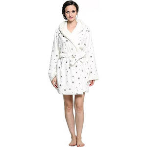 Albornoz de lana coral para mujer <span class=keywords><strong>Bata</strong></span> <span class=keywords><strong>corta</strong></span> con capucha de felpa QS1027J56 - Product Image 3