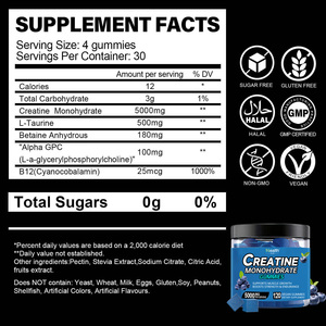 Gummies de créatine au zinc à étiquette personnalisée, saveur fruits rouges mélangés, pour la force musculaire et le fitness masculin, suppléments végétaliens sans OGM, marque privée - Product Image 3